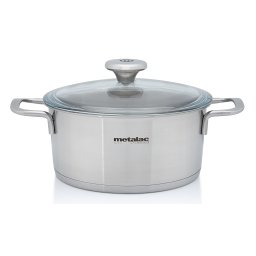 Cratita 2.6l cu capac din sticla Santino Metalac inox/20cm/2.6l