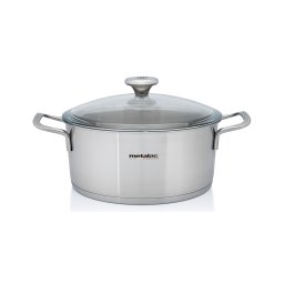 Cratita 4.4l cu capac din sticla Santino Metalac inox/24cm/4.4l