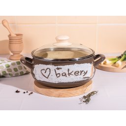 Cratita 1.85l cu capac din sticla Bakery Metalac email/16cm/1.85l