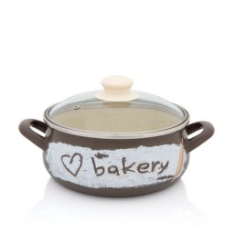 Cratita 3.35l cu capac din sticla Bakery Metalac email/20cm/3.35l