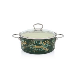 Cratita 4.75l cu capac sticla Golden Times Metalac email/24cm/4.75l