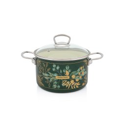 Oala 4l cu capac din sticla Golden Times Metalac email/20cm/4l