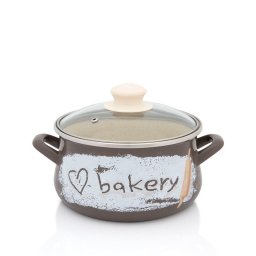 Oala 2.2l cu capac din sticla Bakery Metalac email/16cm/2.2l