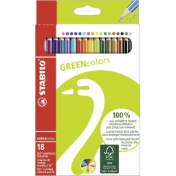 Creioane colorate Stabilo Greencolors, 3 mm, 18 culori/set