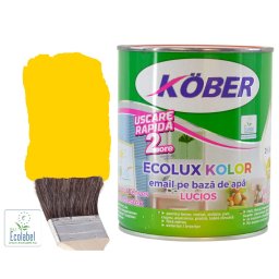 Vopsea pe baza de apa Ecolux Kolor Lucios RAL 1003 Galben Semnal 2.5 l Kober,