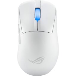 Mouse ROG Keris II Ace – eSports, tri‑mode (2.4 GHz + BT + USB‑C), optic 42.000 DPI, 8K polling, 5 butoane + scroll, alb „Moonlight White”