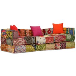 Canapea puf modulara cu 3 locuri, petice, material textil GartenMobel Dekor