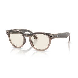 Ochelari Smart Ray-Ban Meta Headliner, Marime M, 32 GB stocare, Camera Foto 12mp, 5 microfoane, difuzoare, Wifi 6, Meta AI, Standard, Transparent, Green Transitions, Bej-Lucios