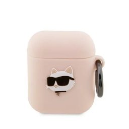 Husa Karl Lagerfeld KLA2RUNCHP AirPods 1/2 cover pink/pink Silicone Choupette Head 3D