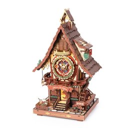 Puzzle 3D Ceas Cucul din lemn, ROKR, Lemn, 435 piese
