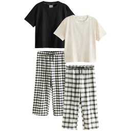 Next Pijama negru / alb murdar