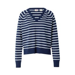 LEVI'S ® Pulover 'Supersoft V-Neck Pullover Sweater' albastru marin / alb