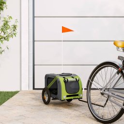 Remorca bicicleta animale companie verde/gri textil oxford/fier GartenMobel Dekor