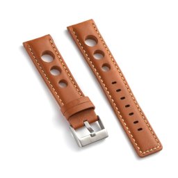 Curea maro deschis piele vițel căptușită, cusătură albă Rally 22mm - 3552223