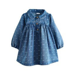 Next Rochie albastru denim / alb