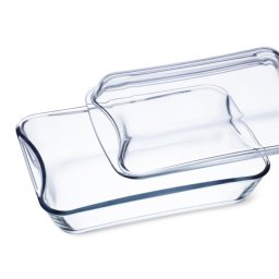 EXCLUSIVE - Vas sticla termorezistenta rectangular cu capac 2.5 l + 1.9 l