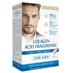 COLAGEN SI ACID HIALURONIC PT BARBATI,30CPR INTERHERB