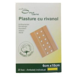 Plasturi cu Rivanol One Care, 6 cm x 10 cm, 20 buc