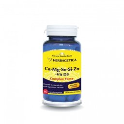 Ca+Mg+Se+Si+Zn cu Vit D3 Complex Forte 60 Cps