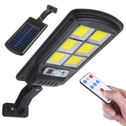 Lampă stradală solară LED cu senzor de mișcare și telecomandă IP54, 4W, 400lm, 6500K, Li-ion 1200 mAh, 3 moduri de funcționare MCE446