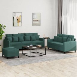 Set de canapele cu perne, 3 piese, verde închis, catifea GartenMobel Dekor