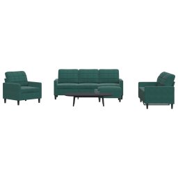 Set de canapele cu perne, 4 piese, verde închis, catifea GartenMobel Dekor