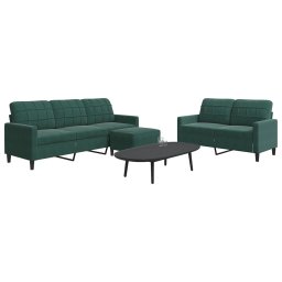 Set de canapele cu perne, 3 piese, verde închis, catifea GartenMobel Dekor