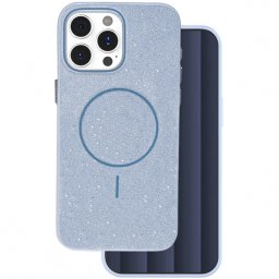 Husa iPhone 16 Pro Max 6.9 Plastic Magsafe Sclipici Albastru Deschis