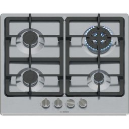 Plita incorporabila Bosch PGH6B5K90, Gaz, 4 arazatoare, Gratar fonta, Arzator Wok, 60 cm, Inox