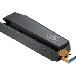 Placa de retea USB WiFi AX1800, MSI, Dual band, 2.4GHz 574Mbit/5GHz 1201Mbit, Gri/Negru