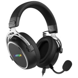 Casti gaming cu fir Hator Hypergang 3, conectivitate USB Type-C/USB Type-A, material membrana compozit, Virtual 7.1 Surround Sound, logo iluminat RGB, frecventa raspuns 10Hz-44kHz, impendanta 32Ω, microfon detasabil unidirectional, Negru