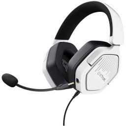 Casti Gaming cu fir Trust GXT492W CARUS, drivere 50mm, microfon detasabil, compatibil PC, PS4/PS5/Xbox, cablu 1.2m, Alb