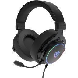 Casti Gaming cu fir Genesis Neon 764, Over-Ear, Virtual 7.1, Stereo, 50mm Driver, Microfon Dynamic Omnidirectional, Control Volum, Mute, EQ, LED pe Fir, Cablu 2.2m, Compatibil PC, USB-A, Negru