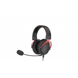Căști de gaming Serioux Nimbus, cu mufă de 3,5 mm + USB 7.1, tip difuzor ∅53 mm, sensibilitate difuzor: 120 ± 3 dB, răspuns în frecvență: 20Hz-20KHz, Negru-Rosu