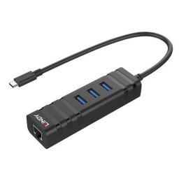 Hub USB Lindy 43249, USB-C, Negru
