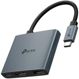 Hub USB Type-C TP-Link UH3020C, 3-in-1 , 1 x HDMI, 1 x PD USB-C 100W, 1 x USB 3.0, carcasa aluminiu, Gri
