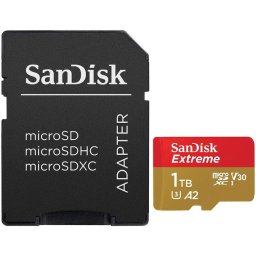 Card de memorie SanDisk Extreme microSDXC 1 TB, pana la 190MB/s & 130MB/s Read/Write speeds A2 C10 V30 UHS-I U3 + SD Adapter