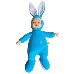Jucarie bebelus iepuras albastru 25 cm