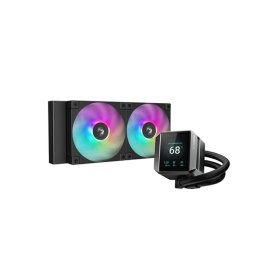 DeepCool CPU Water Cooler - MYSTIQUE 240 ARGB (max. 21dB; max. 123.09 m3/h; 2x12cm, afișaj LED, negru)