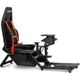Scaun Gaming Scaun de gaming smulator de zbor, Poliuretan, Negru/Rosu