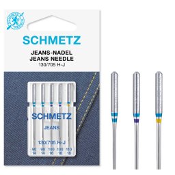 Set combinat 5 ace de cusut, Jeans, finete 90-100-110, Schmetz 130/705 H-J VWS