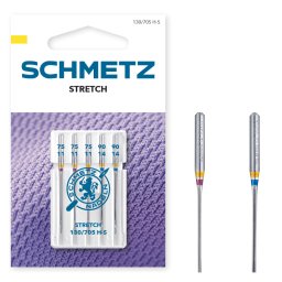Set combinat 5 ace de cusut, materiale elastice, finete 75-90, Schmetz 1130/705 H-S V3S