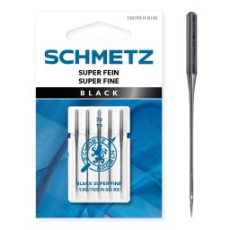 Set 5 ace de cusut Black, materiale delicate fine, finete 70, Schmetz 130/705 H-SU XS VBS