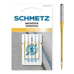 Set 5 ace Gold Topstitch pentru Quilting, finete 90, Schmetz 130/705 H-NT VDS