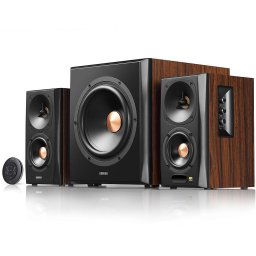 BOXE EDIFIER 2.1, RMS: 155W (2 x 10W, 2 x 30W, 1 x 75W), bluetooth telecomanda wireless, volum, bass, treble, optical, coaxial, brown, "S360DB" (include timbru verde 5 leu)