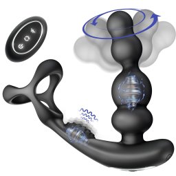 SuperLove Ultimate Pleasure Prostate Massager with Double Cock Ring & Remote Control Black