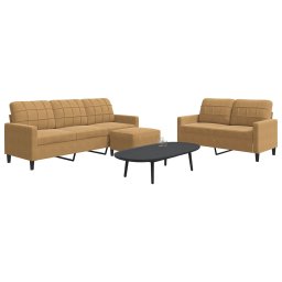 Set de canapele cu perne, 3 piese, maro, catifea GartenMobel Dekor