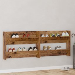 Dulapuri pentru Pantofi pe Perete - 2 Pachete, Lemn Vintage, 80x18x60 cm, Fabricate din Lemn Procesat GartenMobel Dekor