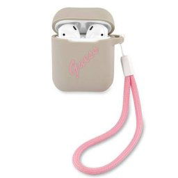 Carcasa Guess GUACA2LSVSGP Vintage Silicon Compatibila cu Apple AirPods 1/2 Gri