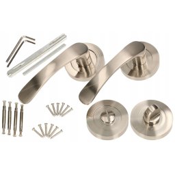 Set de mânere de ușă 110mm satinat cu cheiță de wc